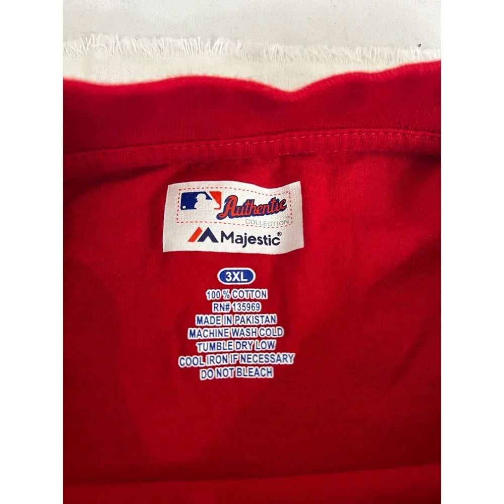 St. Louis Cardinals Majestic Authentic Baseball Red T-Shirt 100% Cotton Sz 3X